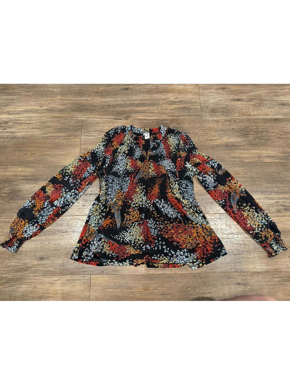 Anthropologie Akemi Kin Floral Ruched Blouse Top Sz Sm EUC